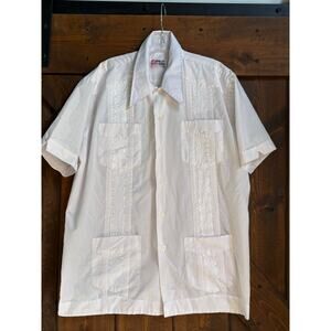 Vintage Don Robert men’s large White Button Up Embroidered shirt